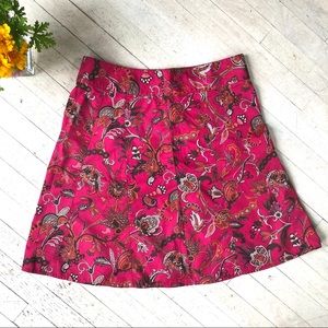 Cute ANN TAYLOR pink/brown cotton A-line skirt